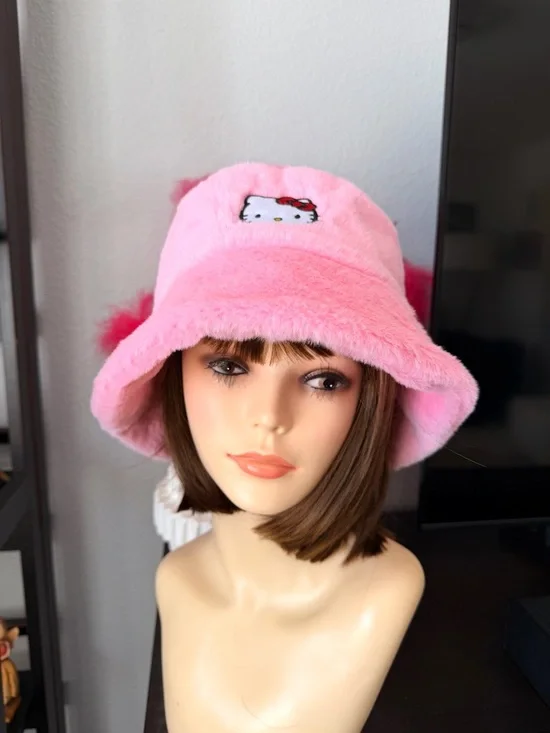Hello Kitty Plush Pink Bucket Hat with Embroidered Hello Kitty - Picture 10 of 13